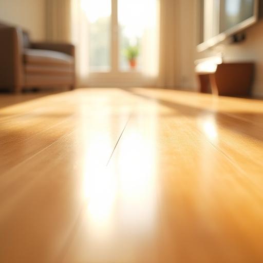 Streaks-free, polished hardwood floors reflecting natural light